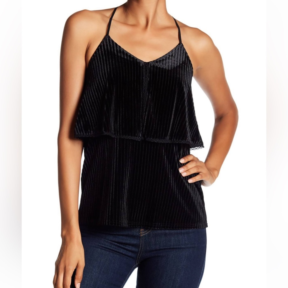 Ro&De Velvet Ruffle Cami | Anthropologie (M)